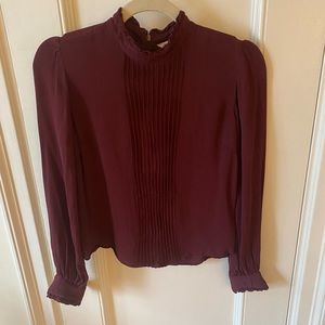 Brooks Brothers Burgundy Pintucked Crepe Blouse | Size 2